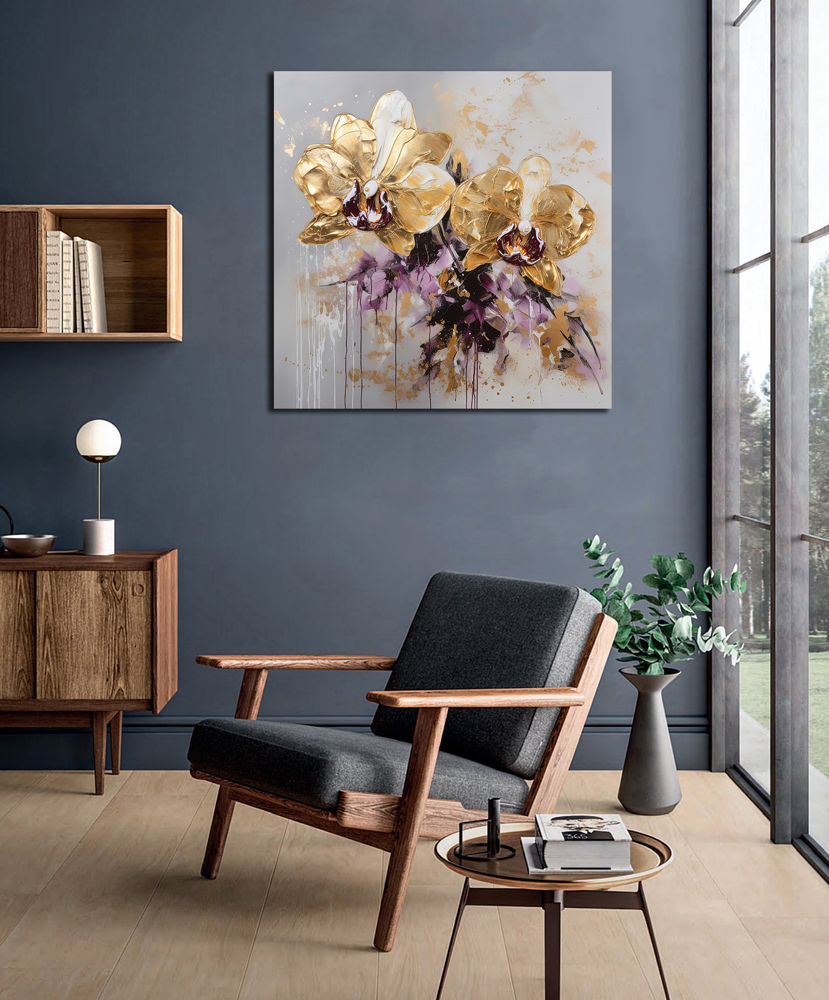 Pine Stretched  Framed 1 Panel - Golden Orchid