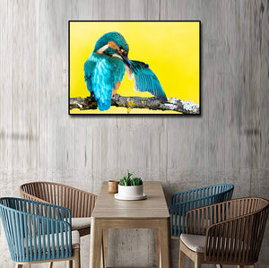 Pine Stretched  Framed 1 Panel - Kingfisher