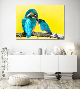 Pine Stretched  Framed 1 Panel - Kingfisher