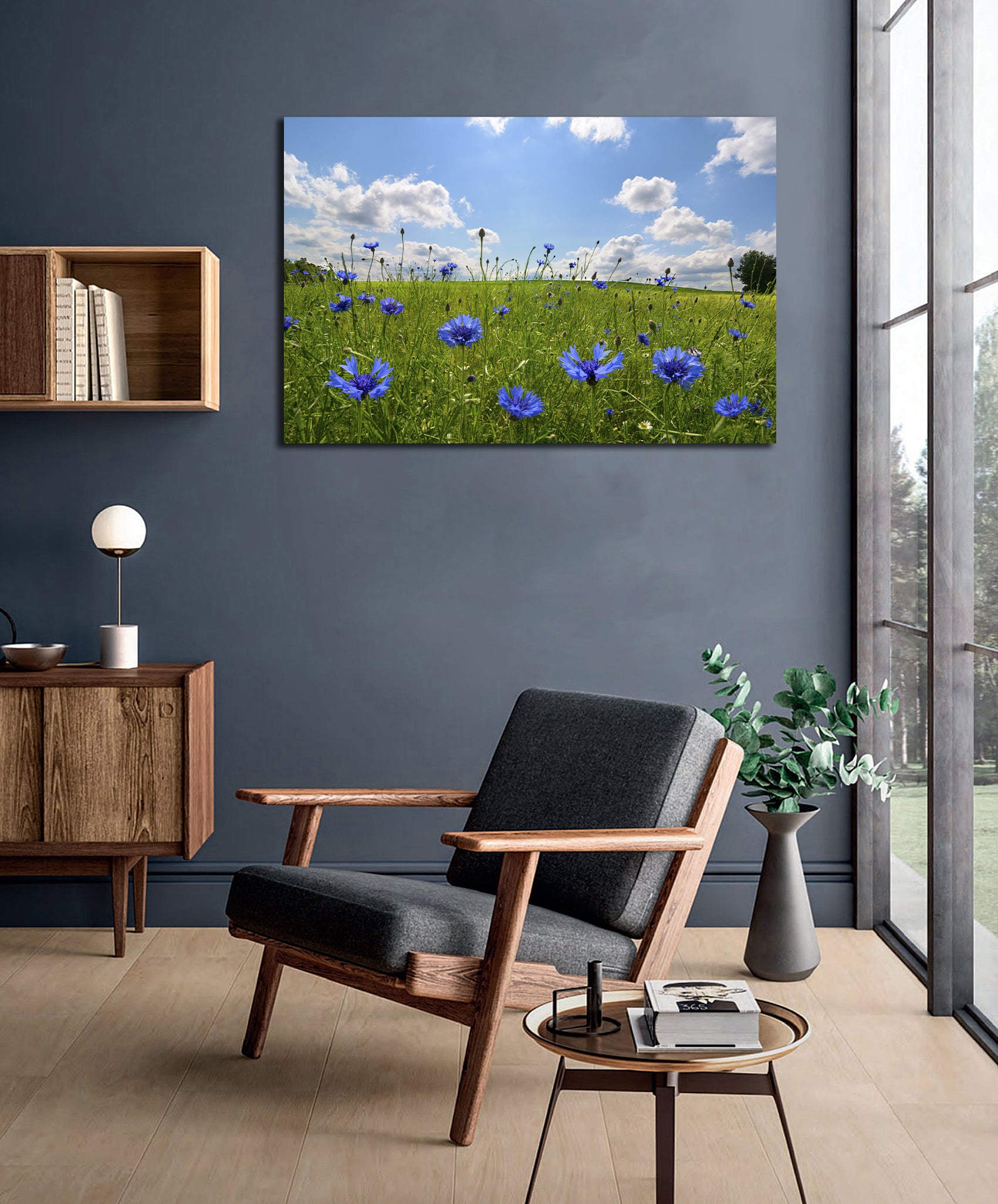 Pine Stretched  Framed 1 Panel - Meadow with corn flowers