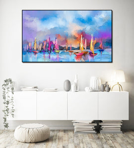 Pine Stretched  Framed 1 Panel - Boat