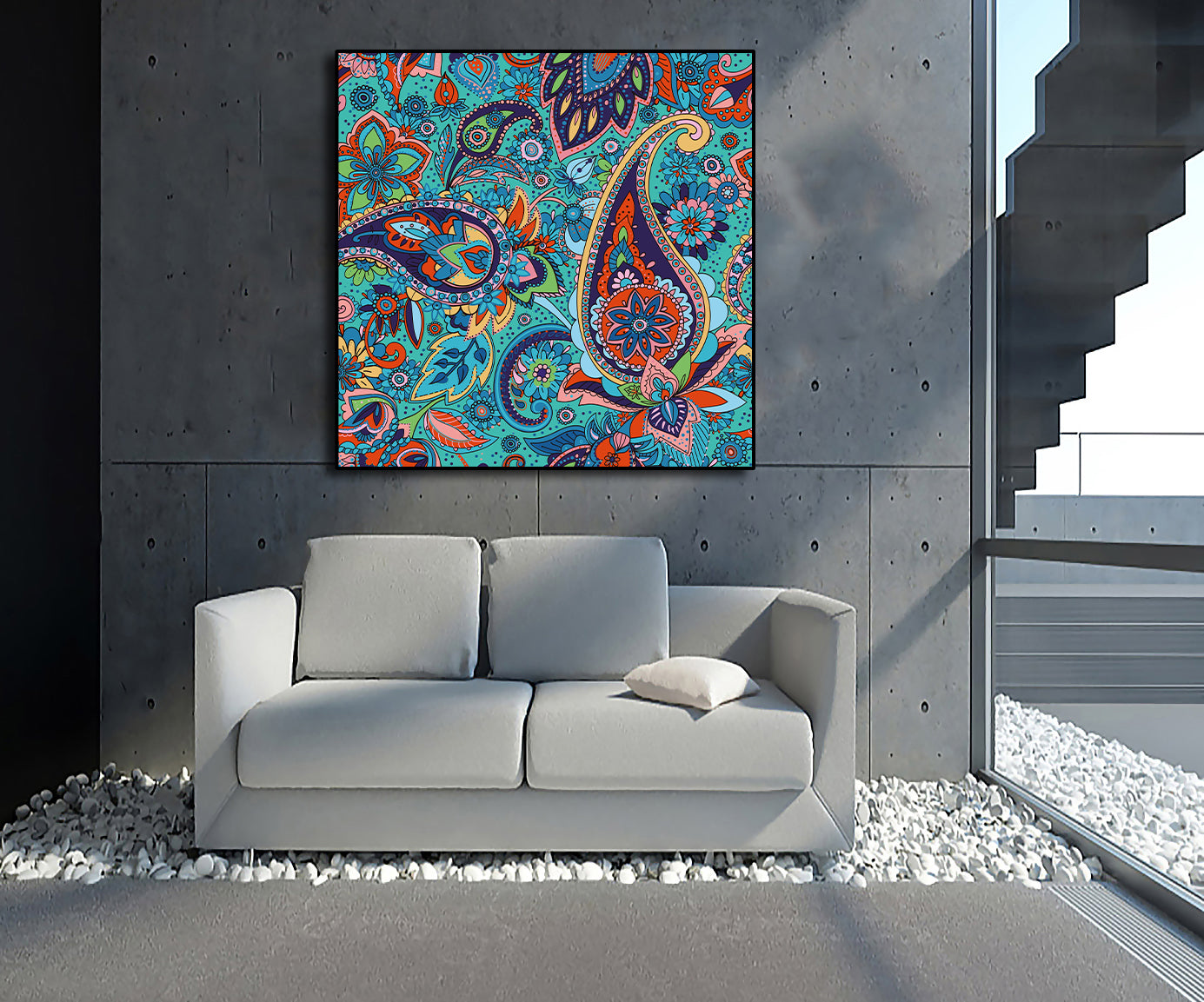 Framed 1 Panel -  Traditions of Oriental Patterns in Paisley Style