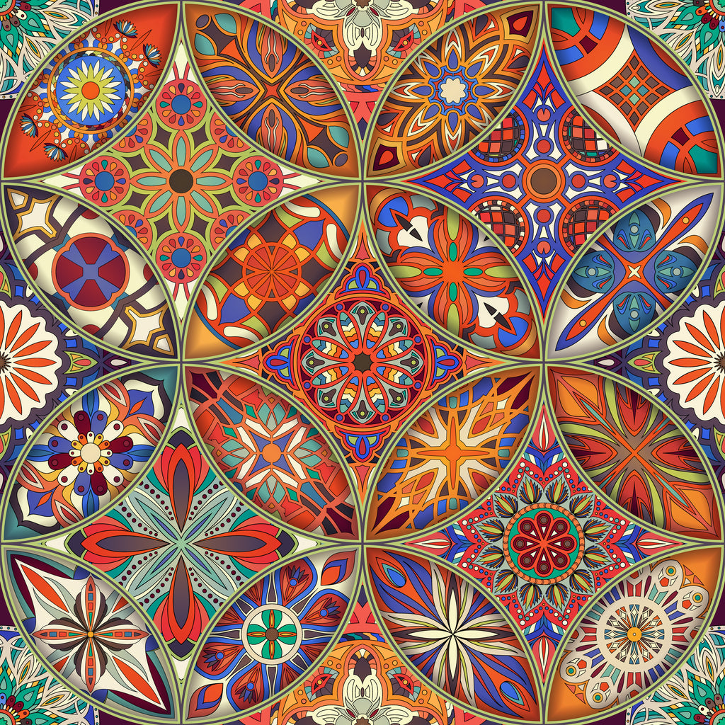 1 Panel - Seamless Pattern with Decorative Mandalas