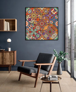 Framed 1 Panel - Seamless Pattern with Decorative Mandalas