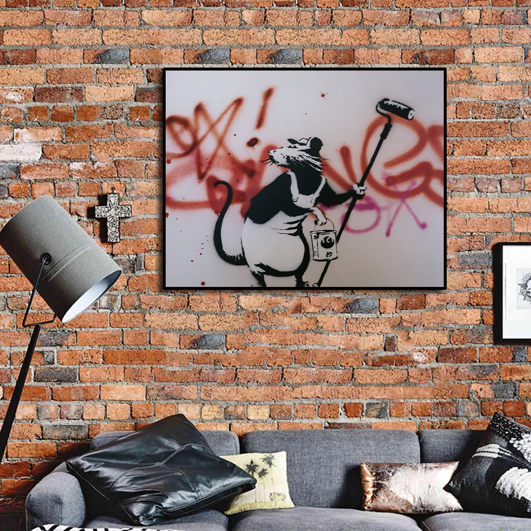 Framed 1 Panel - Banksy - Roller Rat