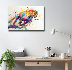 Pine Stretched  Framed 1 Panel - Rainbow Leopard