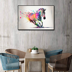 Pine Stretched  Framed 1 Panel - Rainbow Zebra