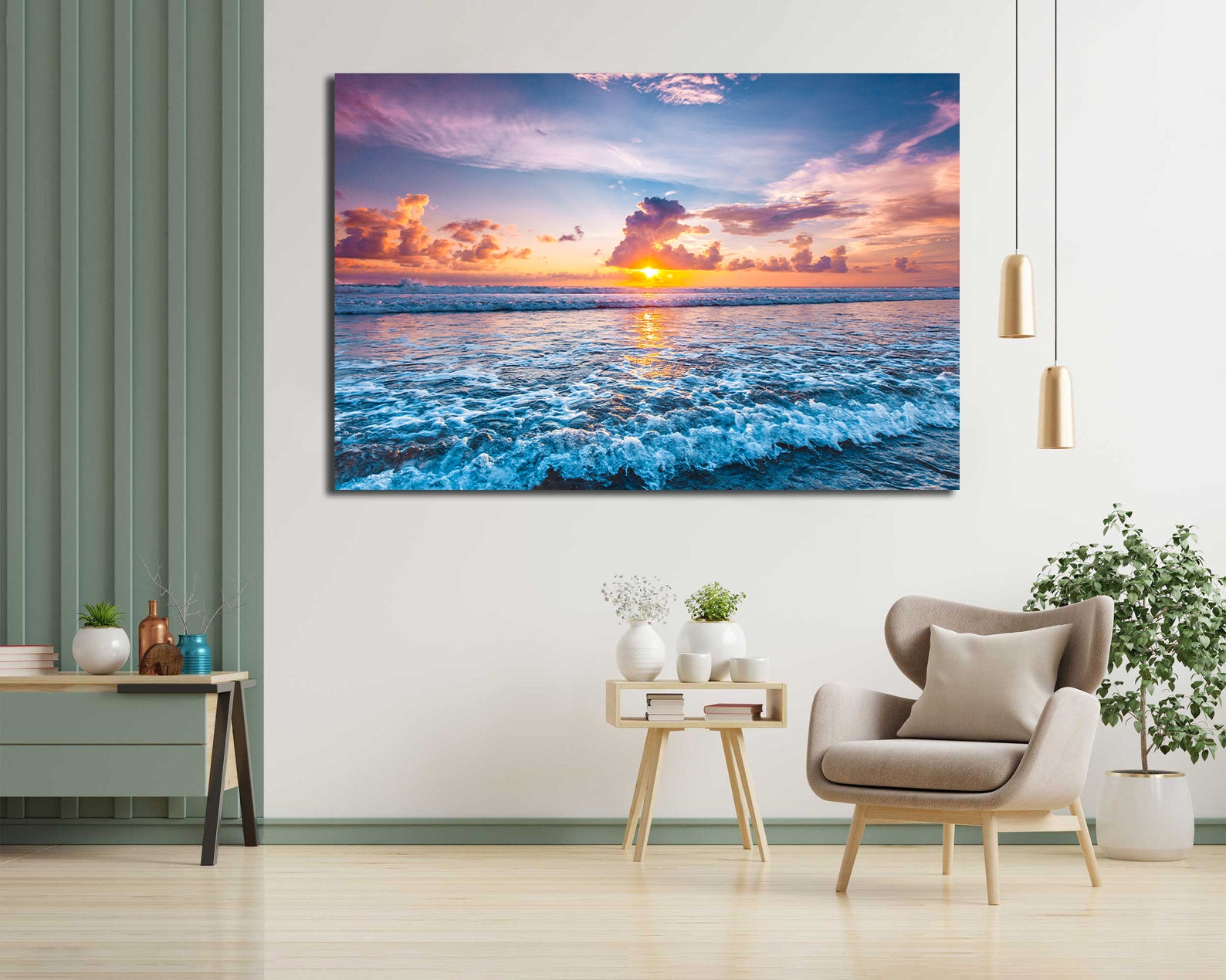 Pine Stretched  Framed 1 Panel - Sunset Over the Ninety Mile Beach