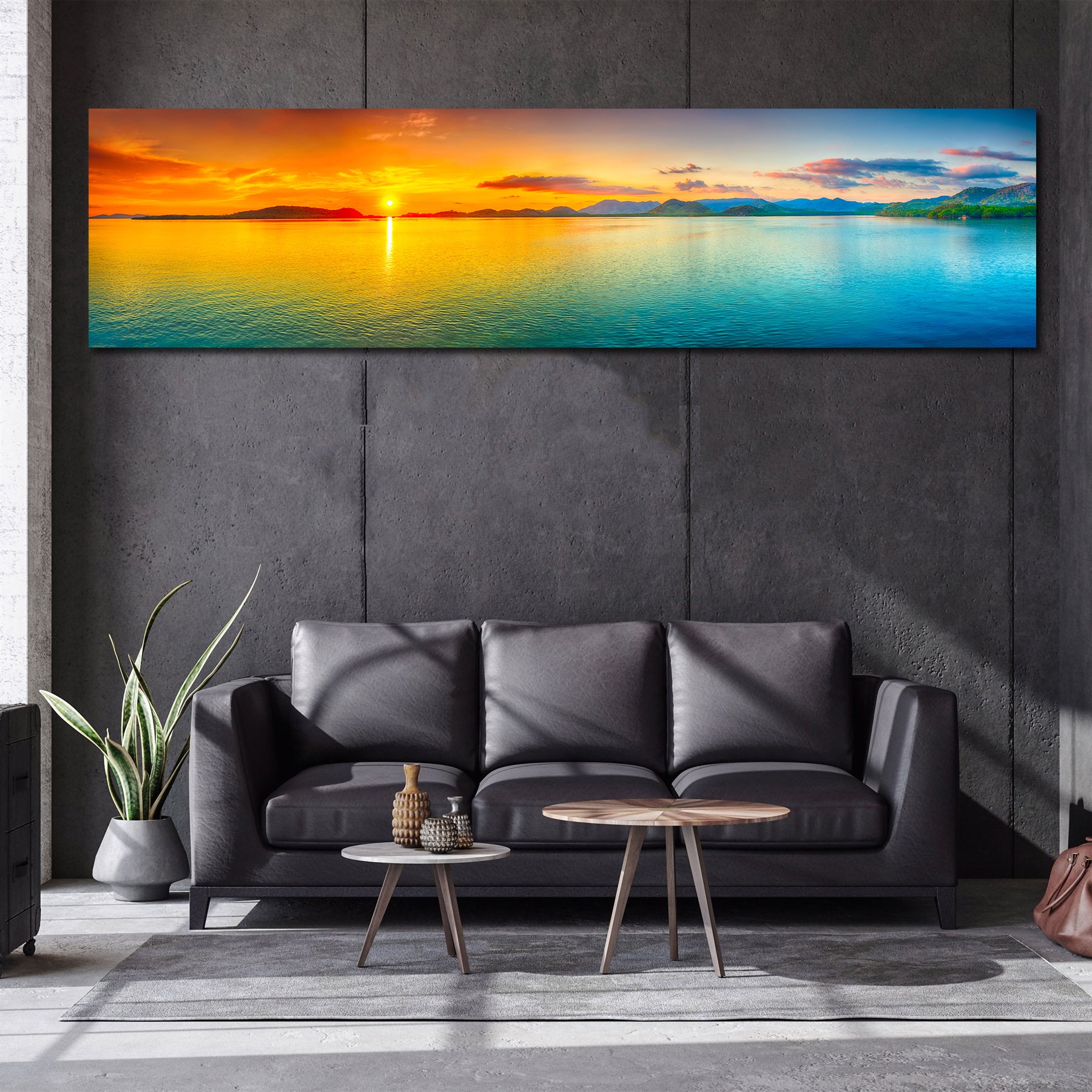 Pine Stretched  Framed 1 Panel - Sunset Panorama