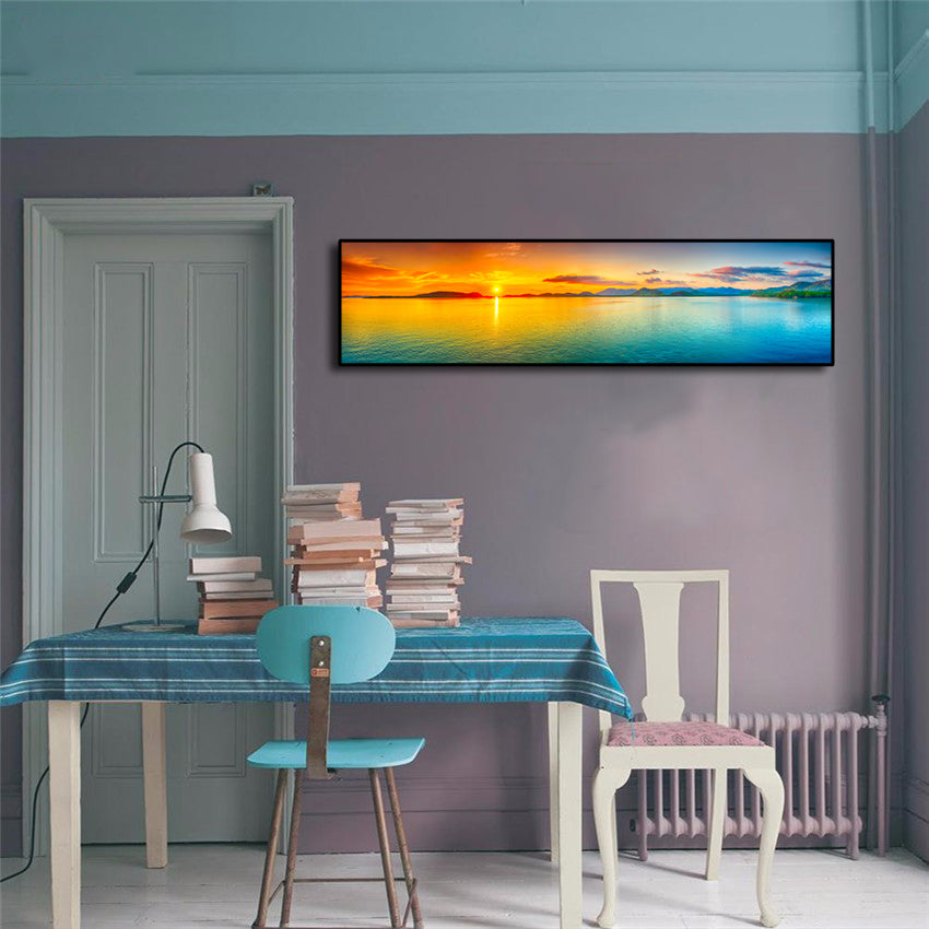 Pine Stretched  Framed 1 Panel - Sunset Panorama