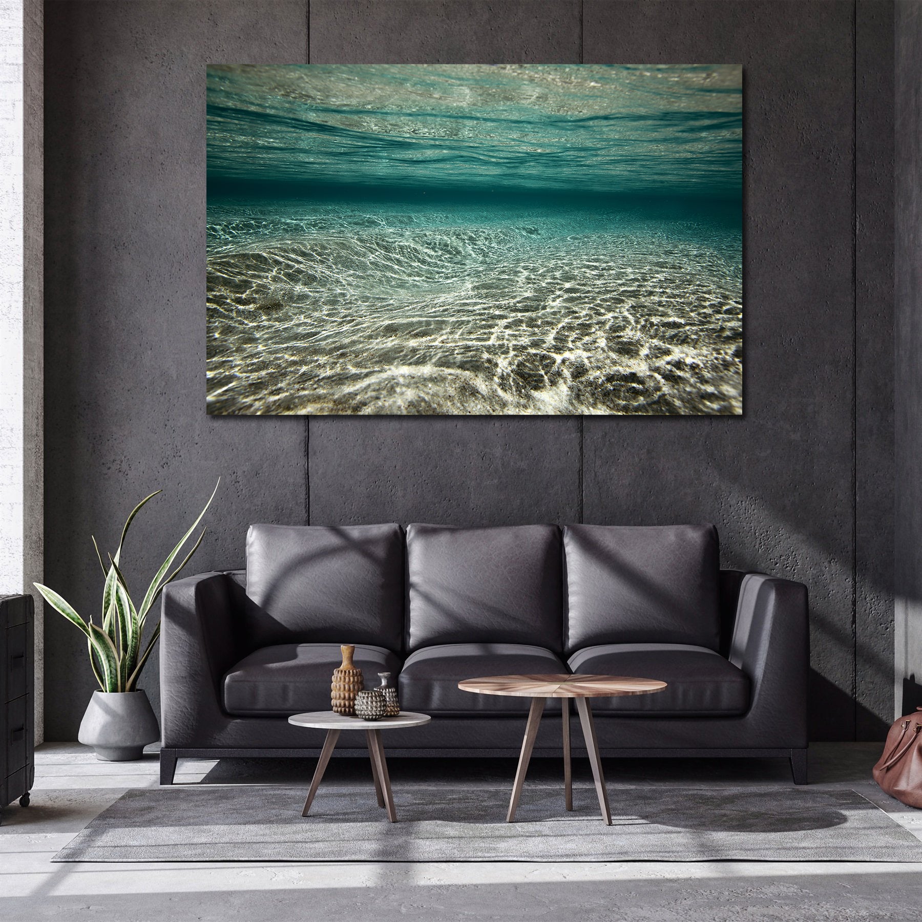 Pine Stretched  Framed 1 Panel - Tropical Beach Under Water
