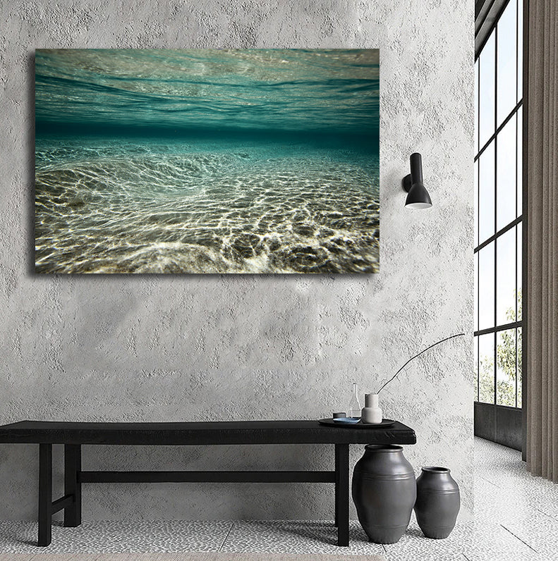 Pine Stretched  Framed 1 Panel - Tropical Beach Under Water