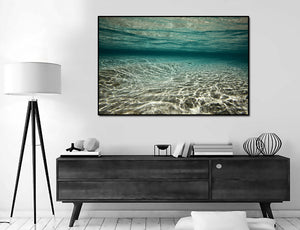 Pine Stretched  Framed 1 Panel - Tropical Beach Under Water
