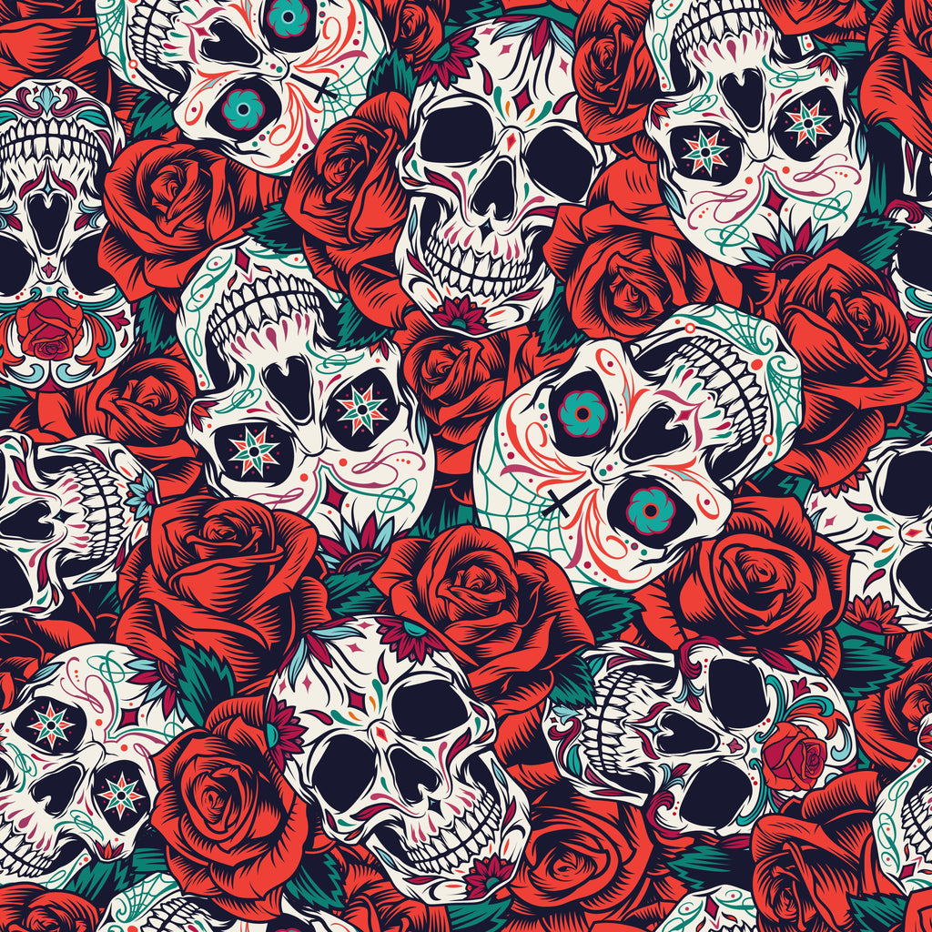 1 Panel - Vintage Day of Dead seamless pattern