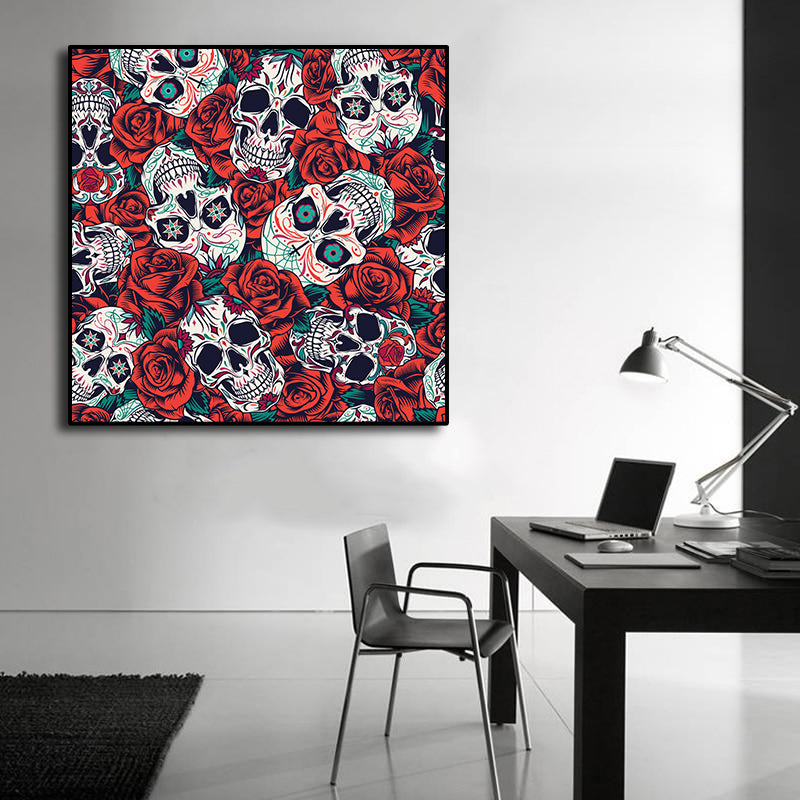 Framed 1 Panel - Vintage Day of Dead seamless pattern
