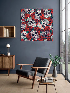 Framed 1 Panel - Vintage Day of Dead seamless pattern