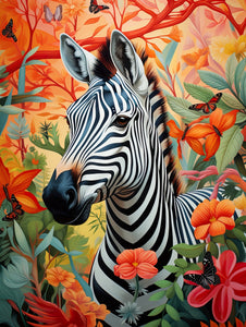 Pine Stretched  Framed 1 Panel - Zebra