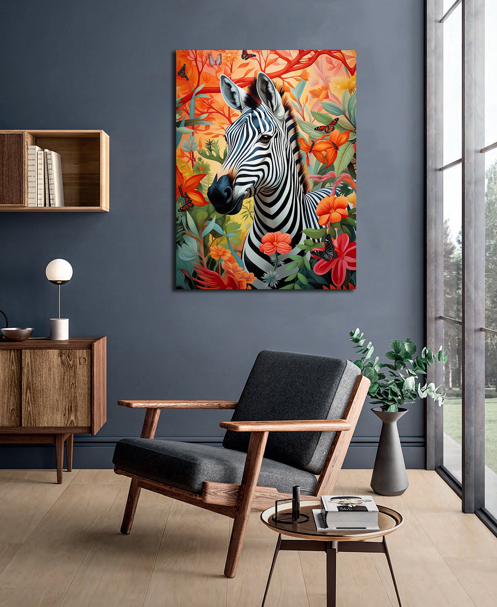 Pine Stretched  Framed 1 Panel - Zebra