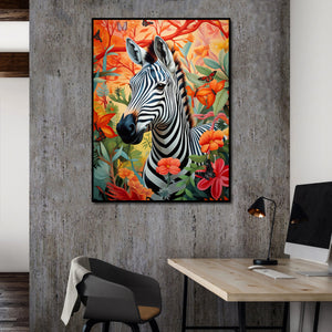 Pine Stretched  Framed 1 Panel - Zebra