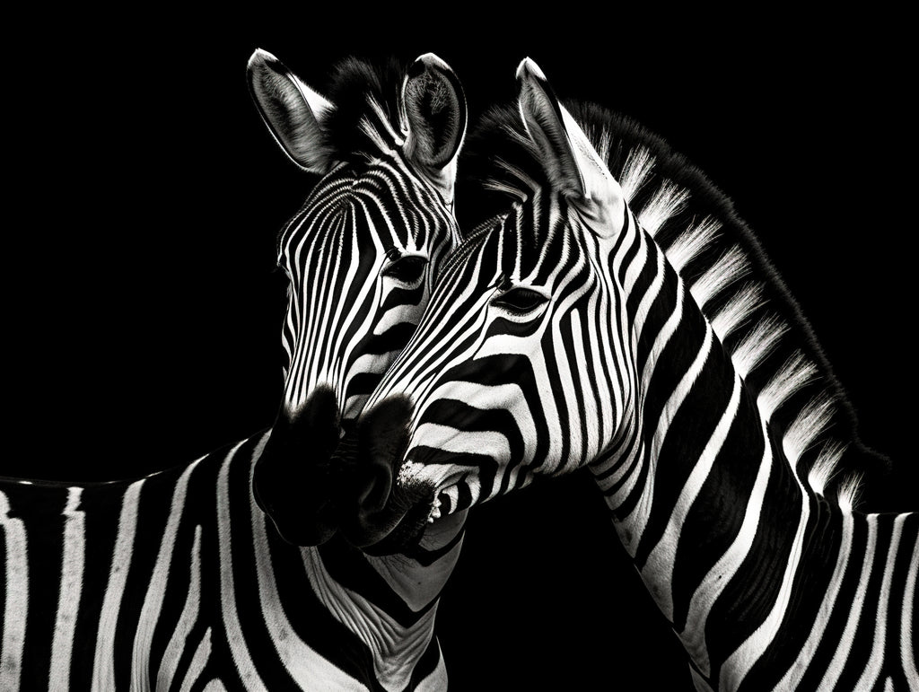 Pine Stretched  Framed 1 Panel - Zebras in Love