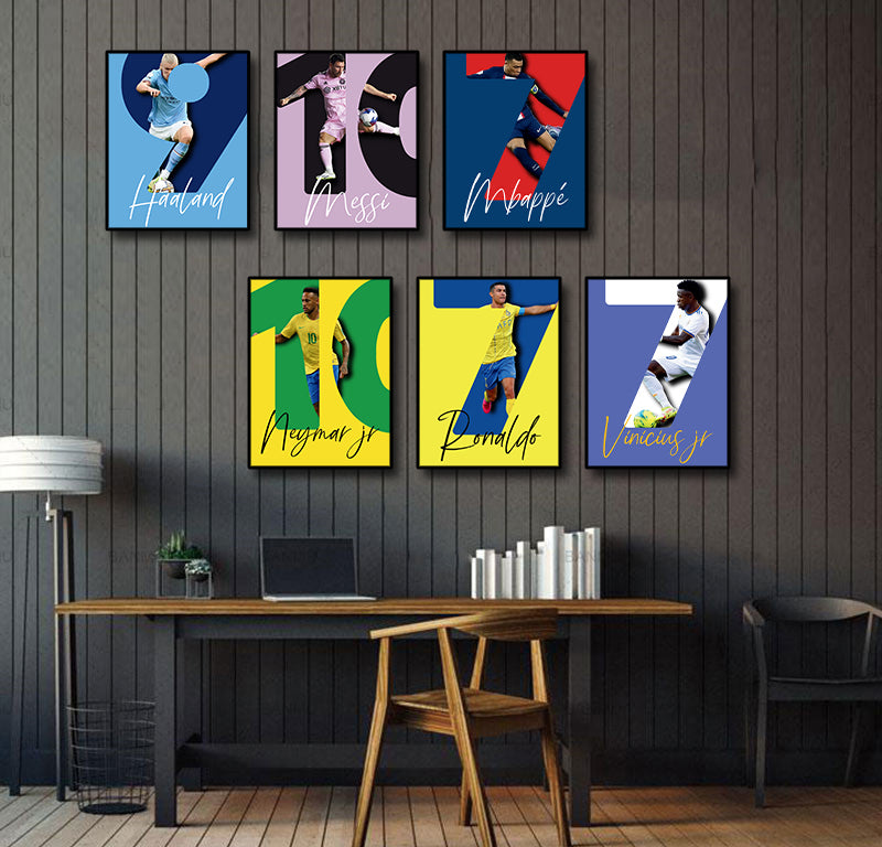 Framed 6 Panels - Football Stars