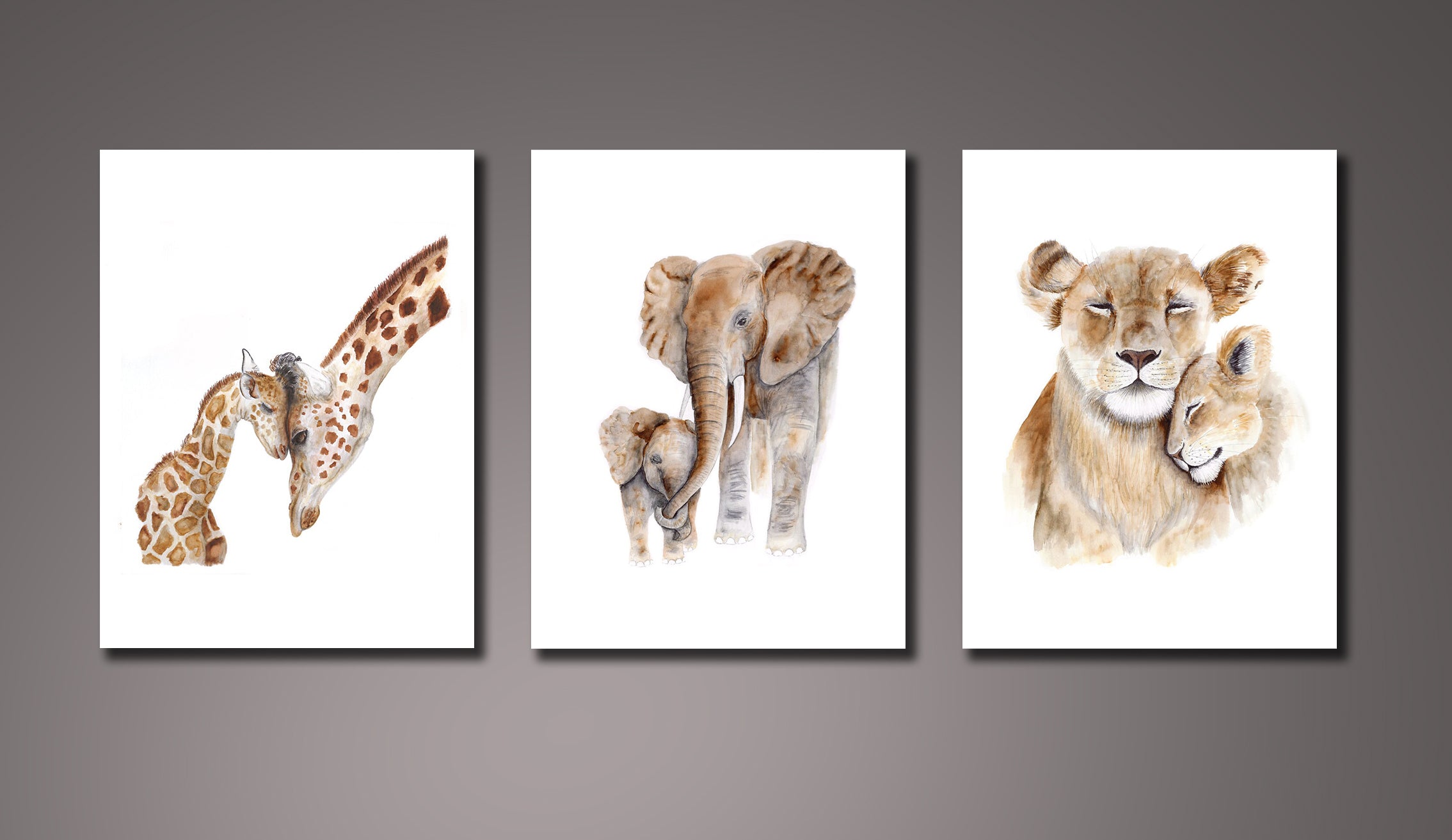 Framed 3 Panels - Safari Nursery