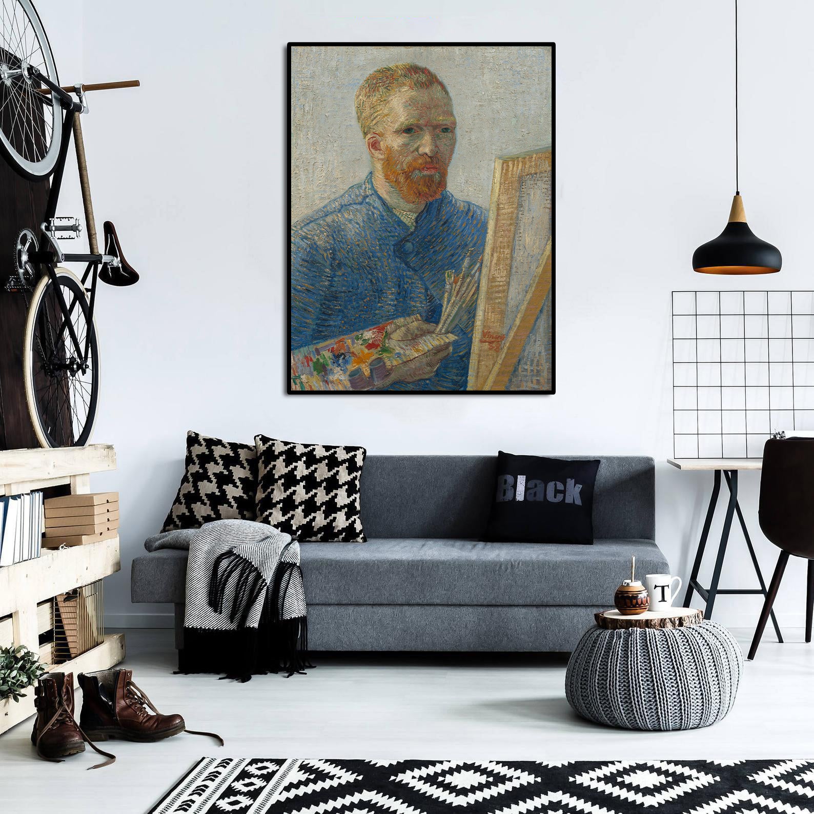 Pine Stretched  Framed 1 Panel - Vincent van Gogh, Self-Portrait as a Painter (1886)