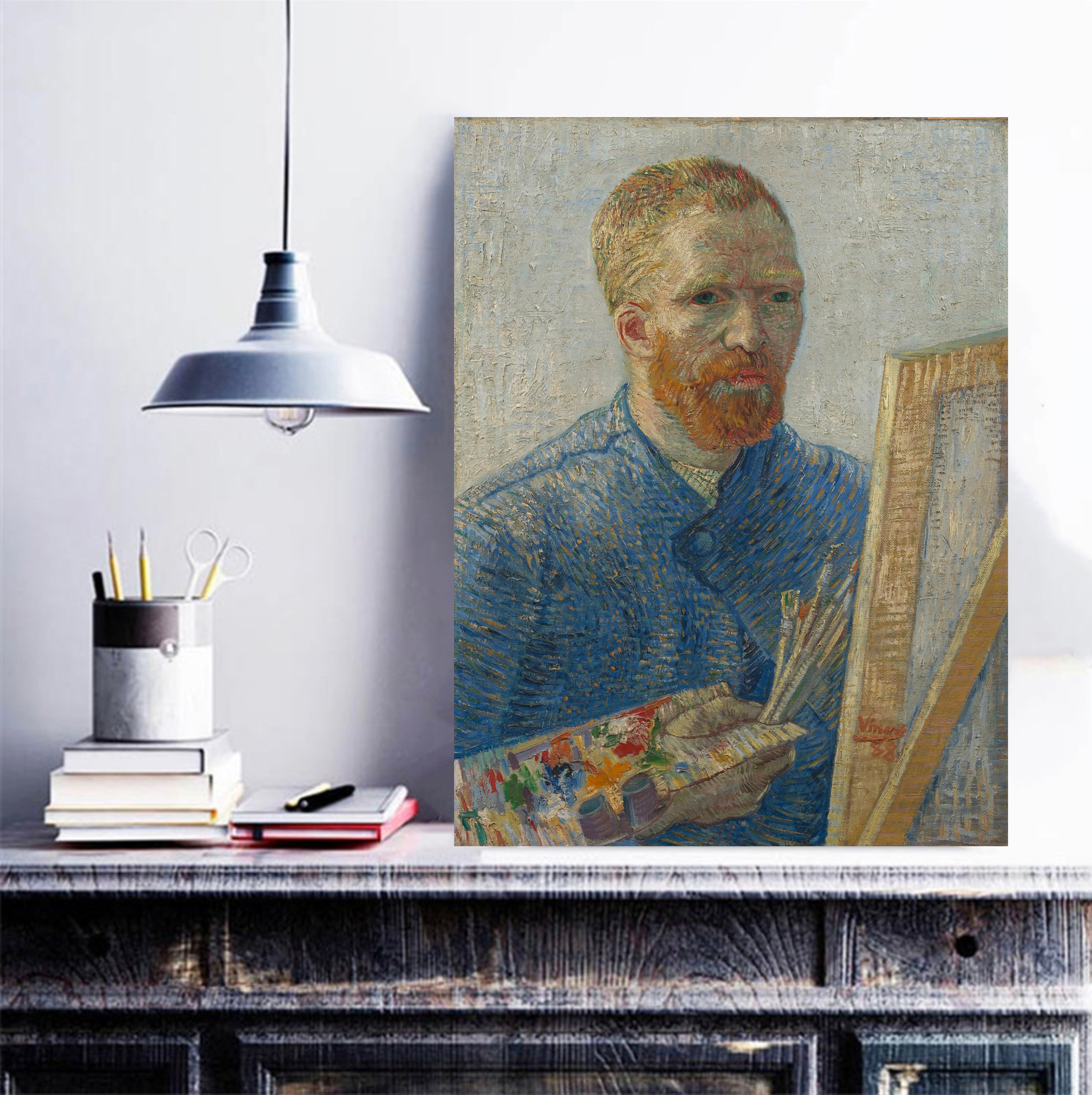 Pine Stretched  Framed 1 Panel - Vincent van Gogh, Self-Portrait as a Painter (1886)