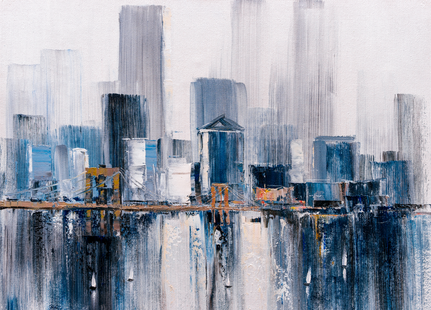 Pine Stretched  Framed 1 Panel - Brooklyn Bridge, New York