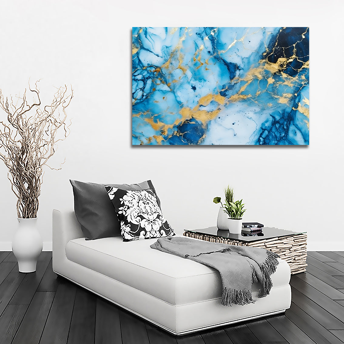 Framed 1 Panel -Blue Marble Concept of Luxury Ink