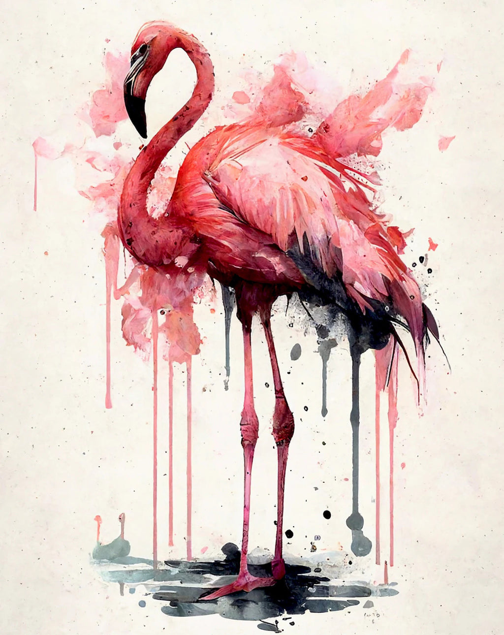 Pine Stretched  Framed 1 Panel - Flamingo