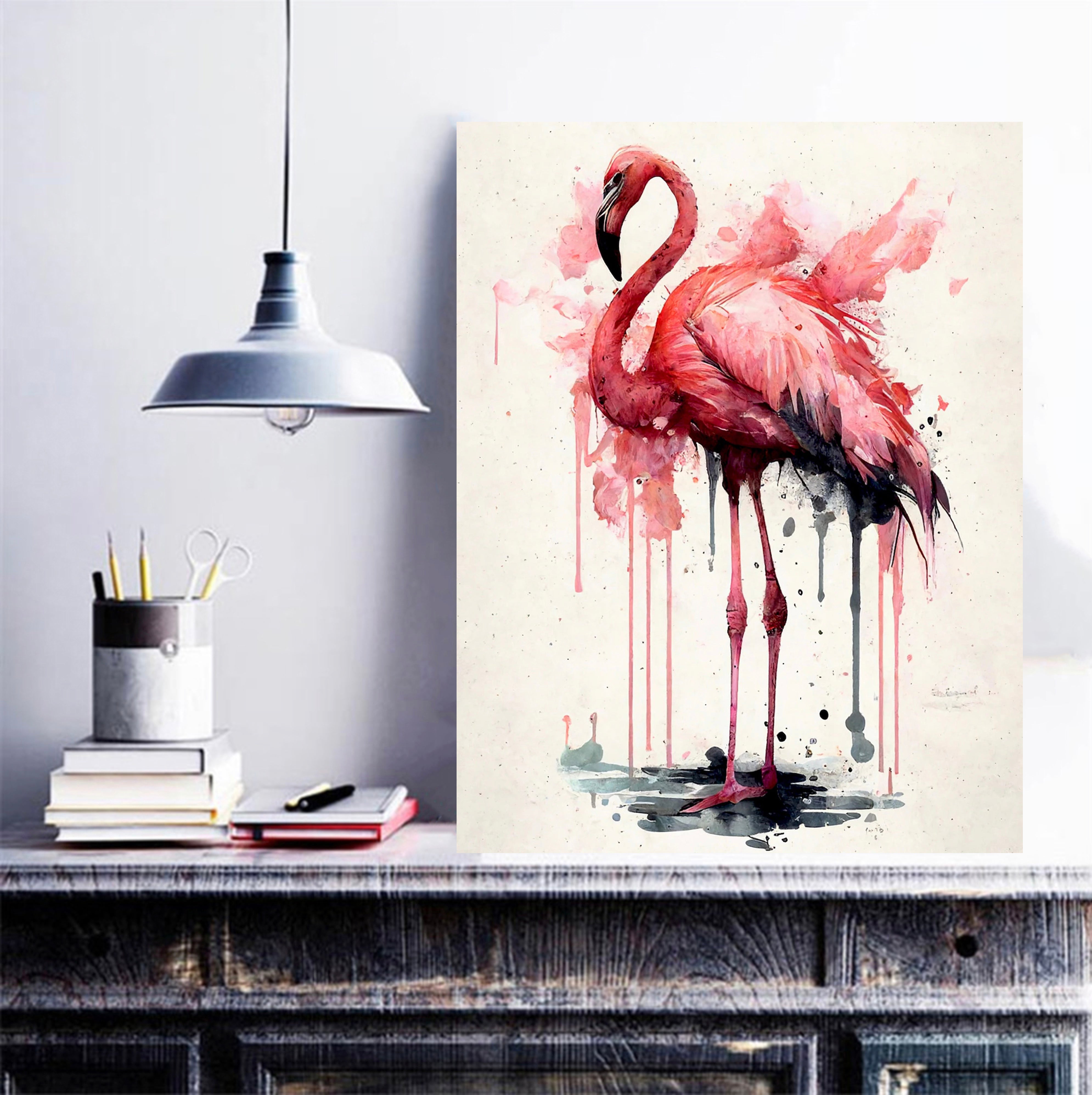 Pine Stretched  Framed 1 Panel - Flamingo