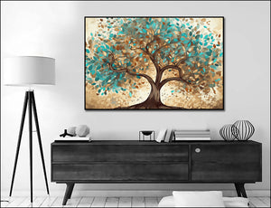 Framed 1 Panel - Golden and Green Mosaic Tree of Life