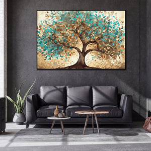 Framed 1 Panel - Golden and Green Mosaic Tree of Life