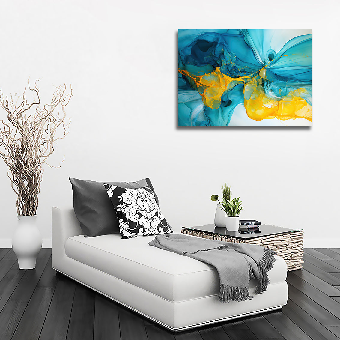 Framed 1 Panel - Swirl Marble Abstract Wavy