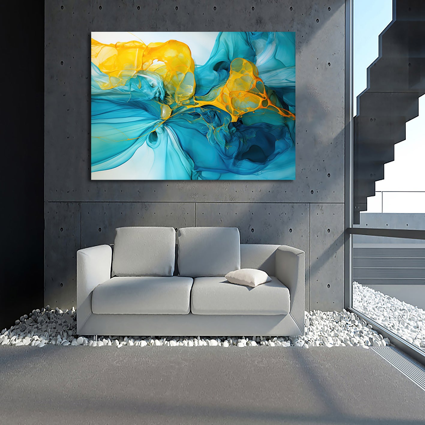 Framed 1 Panel - Swirl Marble Abstract Wavy