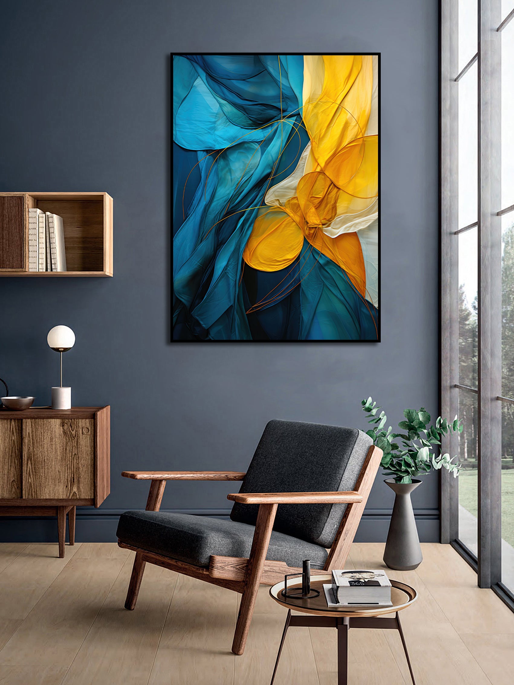 Framed 1 Panel - Swirl Marble Abstract Wavy