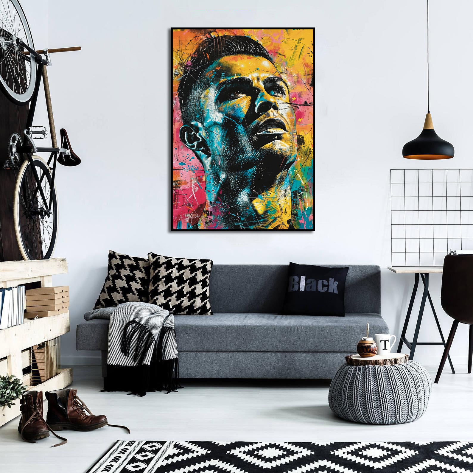 Pine Stretched  Framed 1 Panel - Cristiano Ronaldo