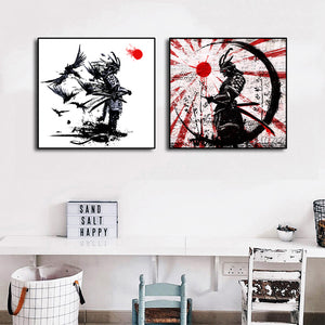 Framed 2 Panels -Japanese Samurais