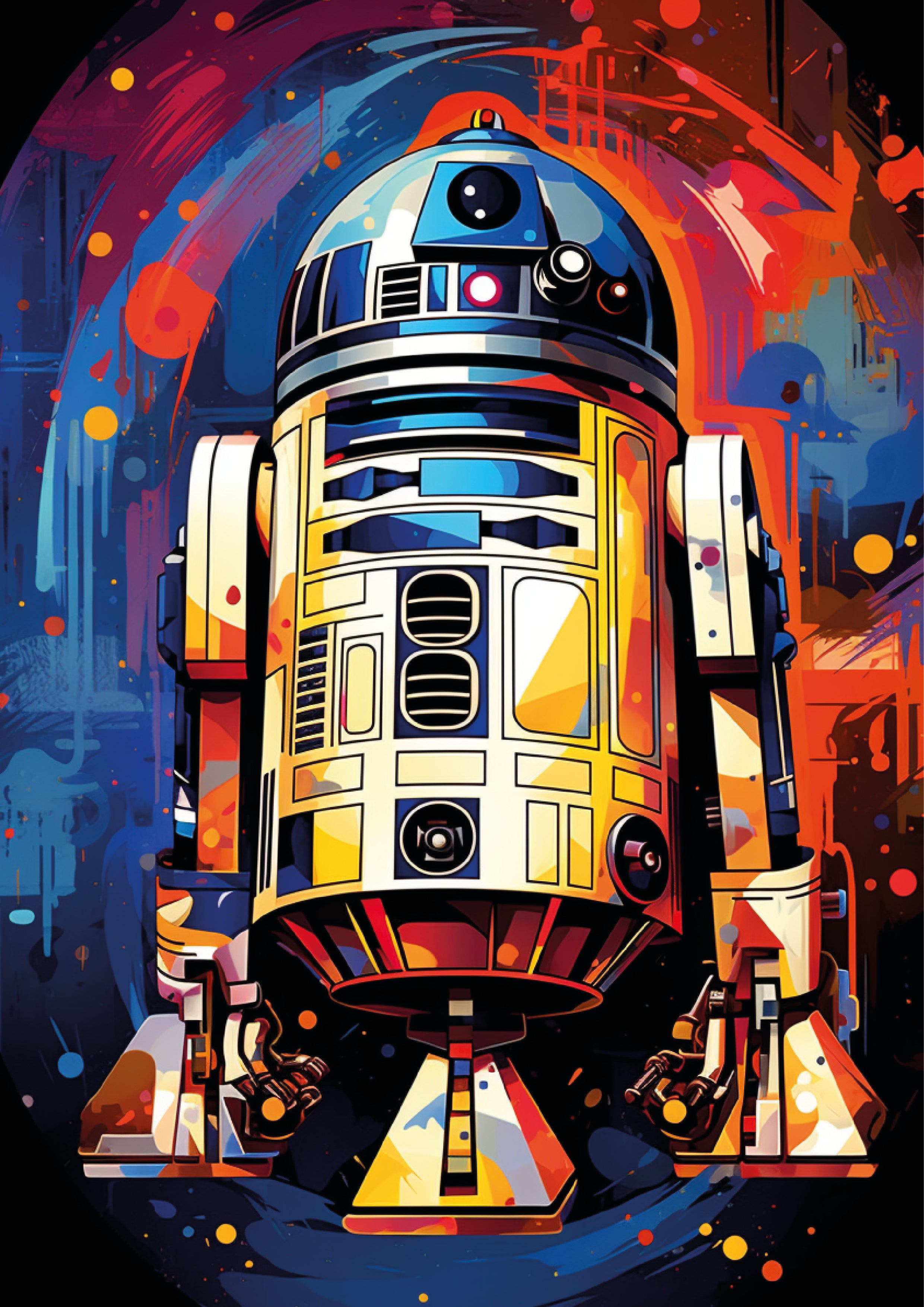 Pine Stretched  Framed 6 Panels - Kids Room - Set of Star Wars Graffiti Art