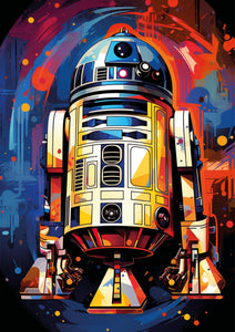 Pine Stretched  Framed 6 Panels - Kids Room - Set of Star Wars Graffiti Art