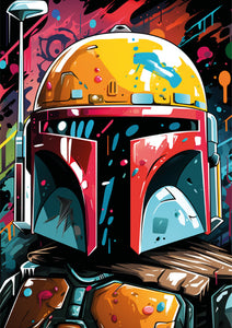 Pine Stretched  Framed 6 Panels - Kids Room - Set of Star Wars Graffiti Art