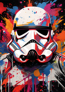 Pine Stretched  Framed 6 Panels - Kids Room - Set of Star Wars Graffiti Art
