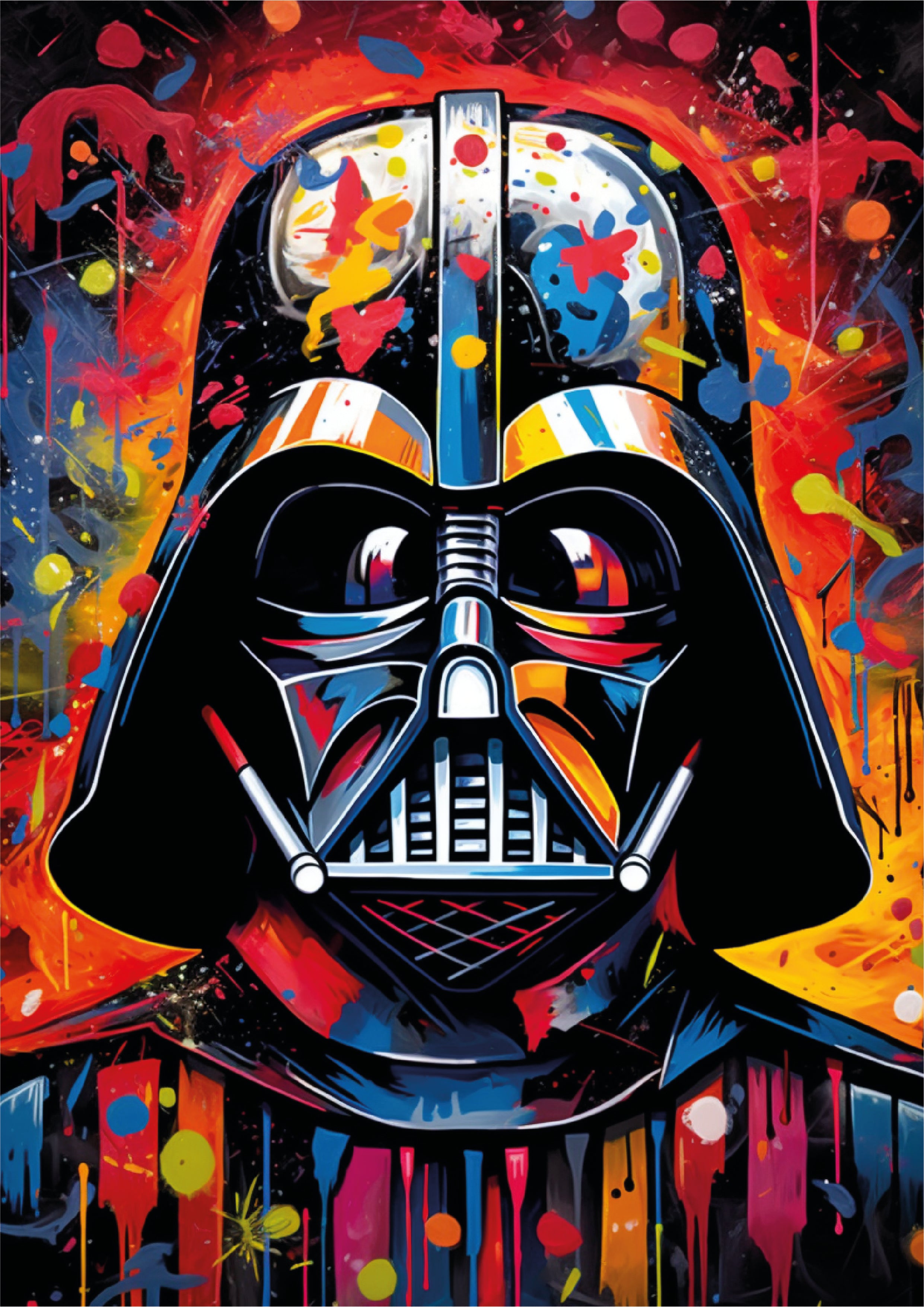 Pine Stretched  Framed 6 Panels - Kids Room - Set of Star Wars Graffiti Art
