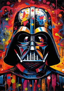 Pine Stretched  Framed 6 Panels - Kids Room - Set of Star Wars Graffiti Art