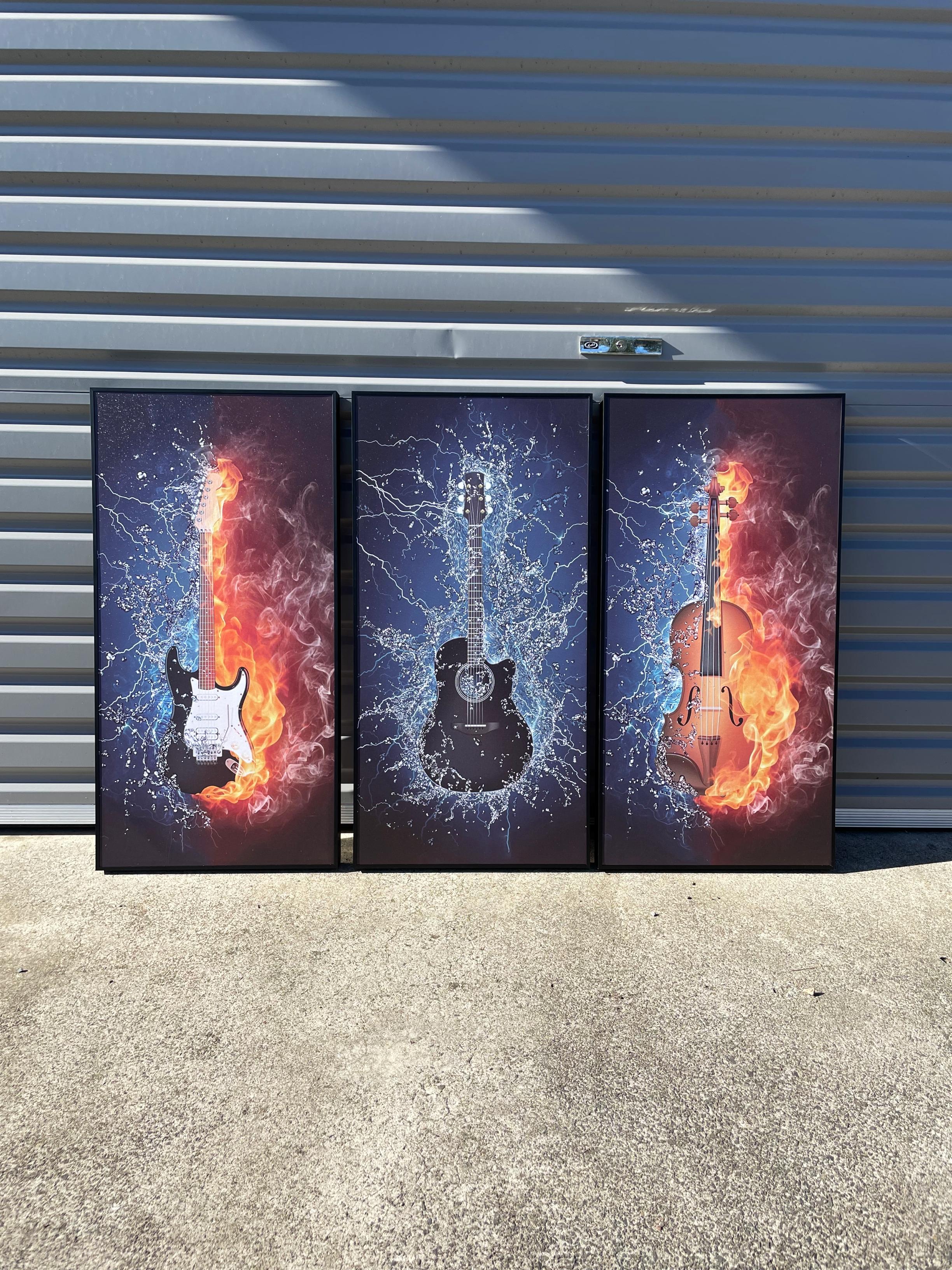 Framed Framed 3 Panels - Guitars