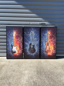 Framed Framed 3 Panels - Guitars
