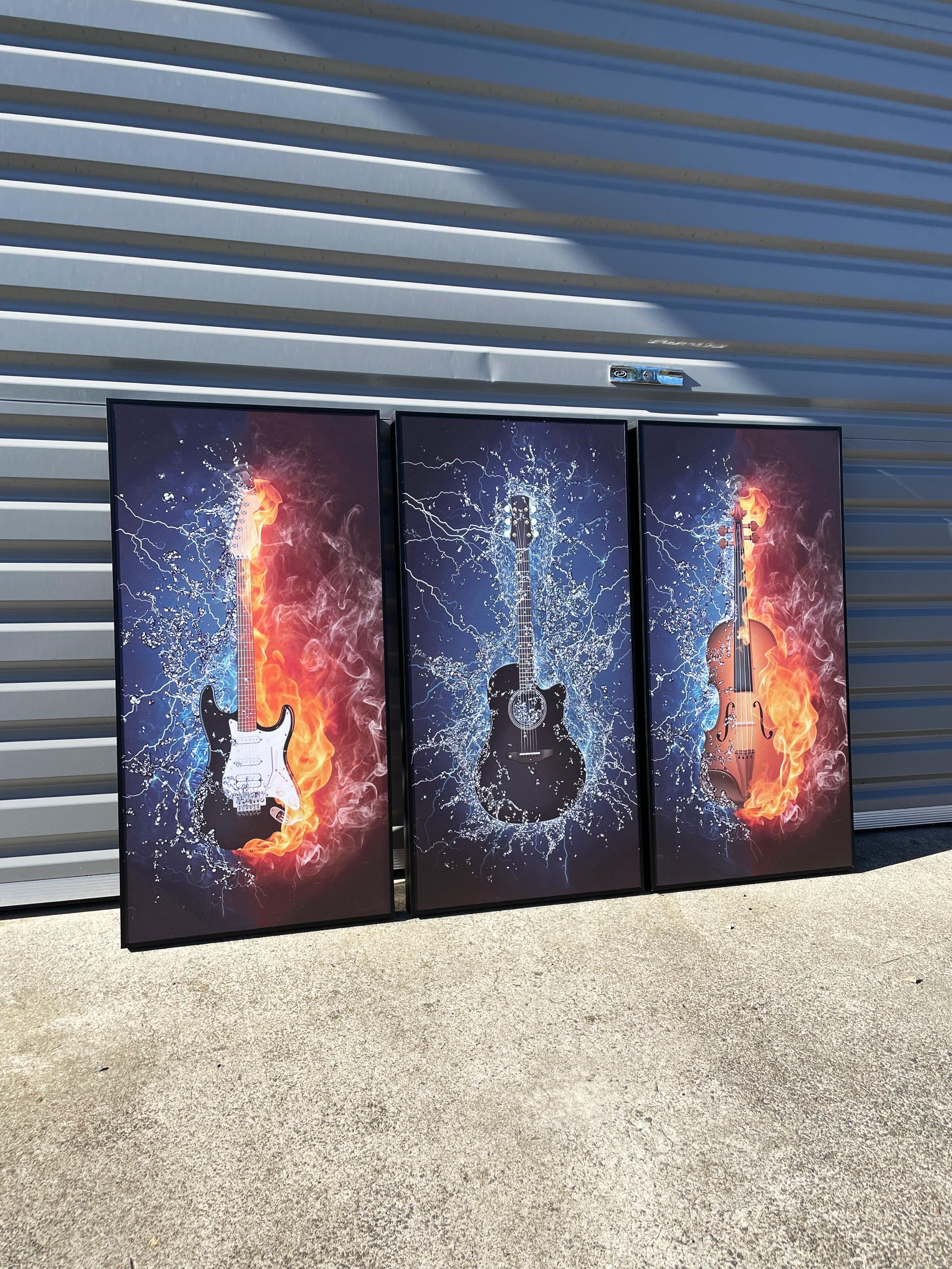 Framed Framed 3 Panels - Guitars
