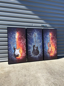 Framed Framed 3 Panels - Guitars