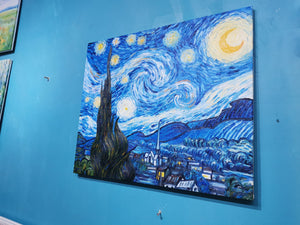 Pine Stretched  Framed 1 Panel - Oil Painting - The Starry Night (Van Gogh)